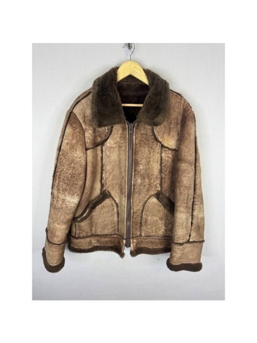 Mac Mor Men m Canada Vintage Sheepskin Shearling Aviator Jacket Brown